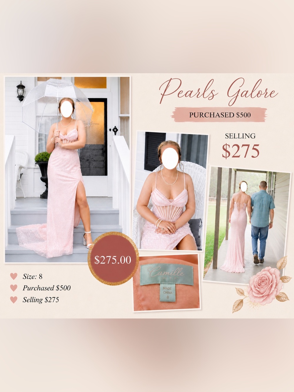 Pink & Pearl Prom/Homecoming Court Dress! Elegant & Timeless